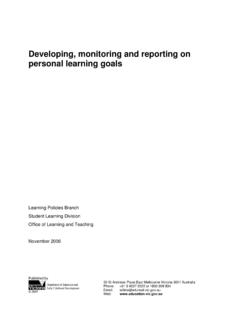 Developing, monitoring and reporting on personal learning ...