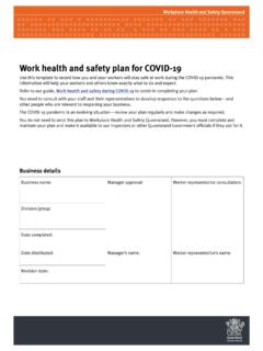 Work health and safety plan for COVID-19