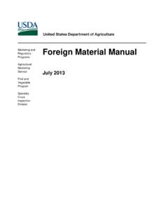 Foreign Material Manual - Agricultural Marketing Service