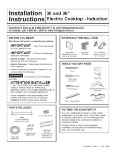 Installation Instructions Electric Cooktop - Induction