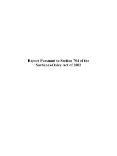 Report Pursuant to Section 704 of the Sarbanes-Oxley Act ...