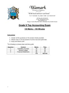 Grade 9 Top Accounting Exam - Wamark