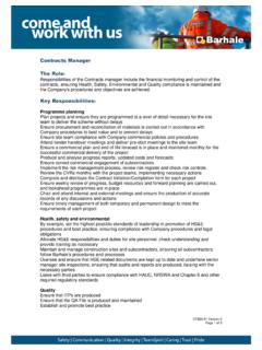 Contracts Manager The Role: Key Responsibilities