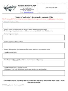 Change of an Entity’s Registered Agent and Office
