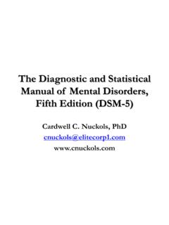 The Diagnostic and Statistical Manual of Mental Disorders ...
