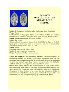 Novena To OUR LADY OF THE MIRACULOUS …