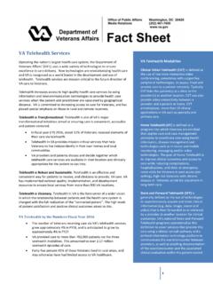 VA Telehealth Services Fact Sheet - Veterans Affairs