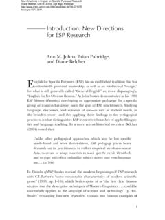 Introduction: New Directions for ESP Research