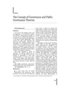 Articles The Concept of Governance and Public Governance ...