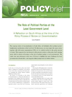 The Role of Political Parties at the Local Government Level
