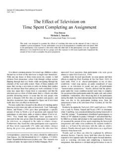 The Effect of Television on Time Spent Completing an ...