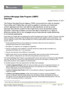 Uniform Mortgage Data Program (UMDP) Overview - WCA-Inc