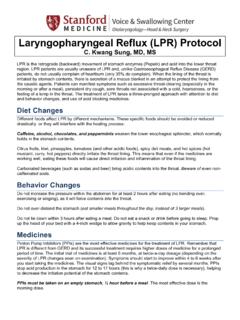Laryngopharyngeal Reflux (LPR) Protocol