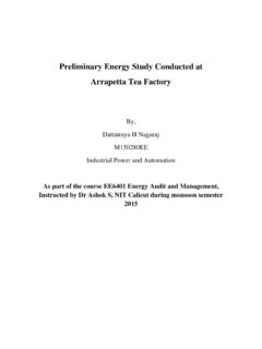 Preliminary Energy Study Conducted at Arrapetta Tea Factory