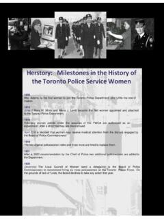 Herstory: Milestones in the History of the Toronto Police ...