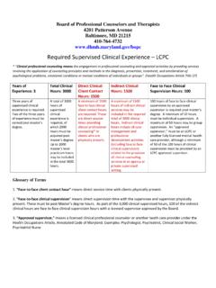 Required Supervised Clinical Experience LCPC