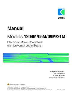 Models 1204M/05M/09M/21M - Curtis Instruments