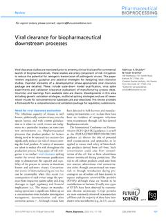 Review Viral clearance for biopharmaceutical downstream ...