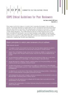 COPE Ethical Guidelines for Peer Reviewers