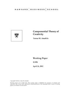 Componential Theory of Creativity - Harvard Business School