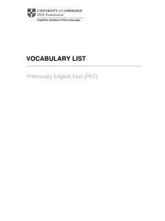 PET Vocabulary List 1996 - ILTEA