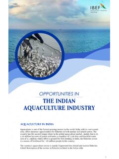 OPPORTUNITIES IN THE INDIAN AQUACULTURE INDUSTRY