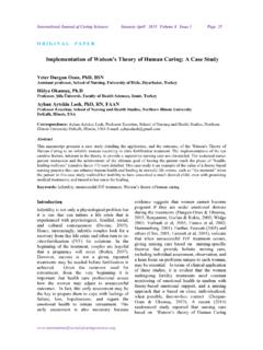 Implementation of Watson’s Theory of Human Caring: A Case ...