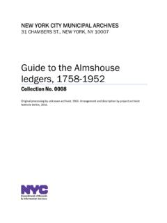 Guide to the Almshouse ledgers, 1758-1952 - New York City