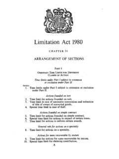 Limitation 1980 - legislation