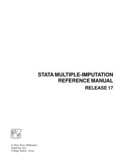 [MI] Multiple Imputation - Stata: Software for Statistics ...