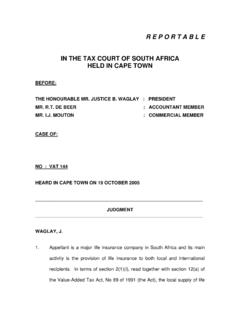 IN THE TAX COURT OF SOUTH AFRICA HELD IN CAPE …