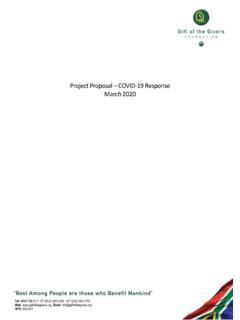Project Proposal – COVID-19 Response March 2020