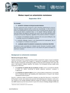 Status report on artemisinin resistance - WHO
