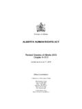 ALBERTA HUMAN RIGHTS ACT - Alberta Queen's Printer: