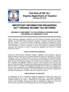 TAX BULLETIN 18-1 Virginia Department of Taxation