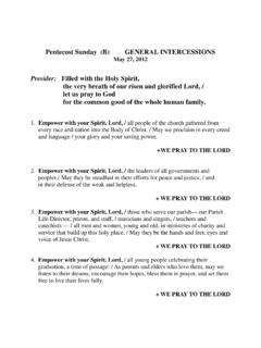 Pentecost Sunday (B) GENERAL INTERCESSIONS May 27, 2012