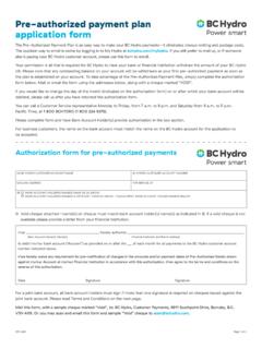 Pre-authorized payment plan application form - BC Hydro