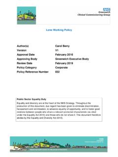 Lone Working Policy - NHS Greenwich CCG