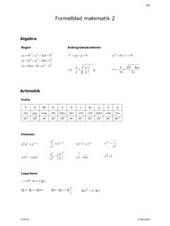Formelblad matematik 2 - Formelsamlingen