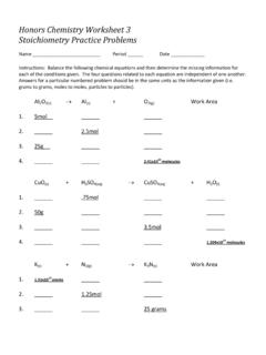 Honors Chemistry Worksheet 3 Stoichiometry Practice …