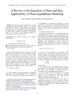 A Review of the Equations of State and their Applicability ...