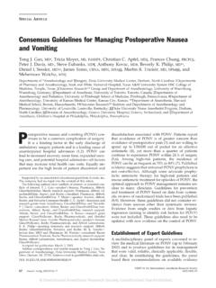 Consensus Guidelines for Managing Postoperative Nausea …