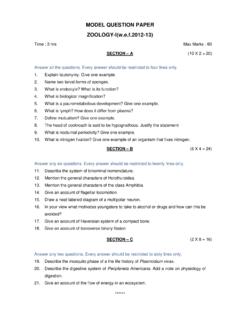MODEL QUESTION PAPER ZOOLOGY-I(w.e.f.2012-13)