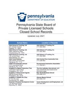 Closed School Records - Pennsylvania Department of Education
