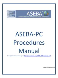 ASEBA-PC Procedures Manual