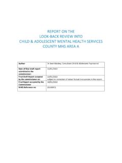 Report on the Look-Back Review into CAMHS Area A