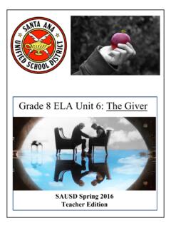 Grade ELA Unit The Giver - Santa Ana Unified School ...