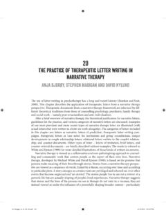 The practice of therapeutic letter writing in narrative ...