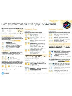 Data transformation with dplyr : : CHEAT SHEET