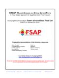HACCP Hazard A Control oints - IoPP